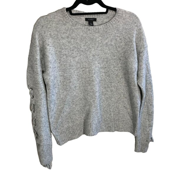 Halogen Merino Wool Grey Cutout Tie Sleeve Sweater S - Picture 6 of 6